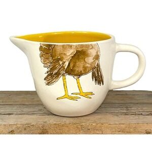 Rae Dunn‎ Turkey Feet Gravy Boat or Creamer Dish Thanksgiving Fun Yellow Inside